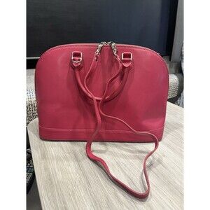 PULICATI SAFFIANO Leather Domed Satchel PINK Crossbody Made In Italy